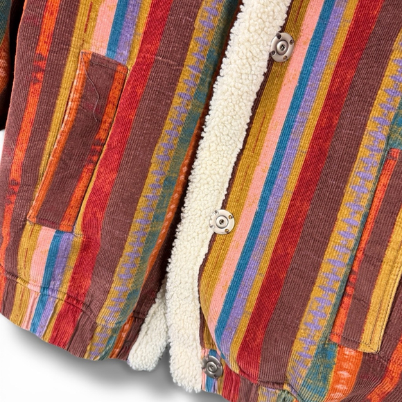 Free People We the Free Corrigan Cozy Corduroy Sherpa Jacket in Brown Multi - Picture 5 of 5